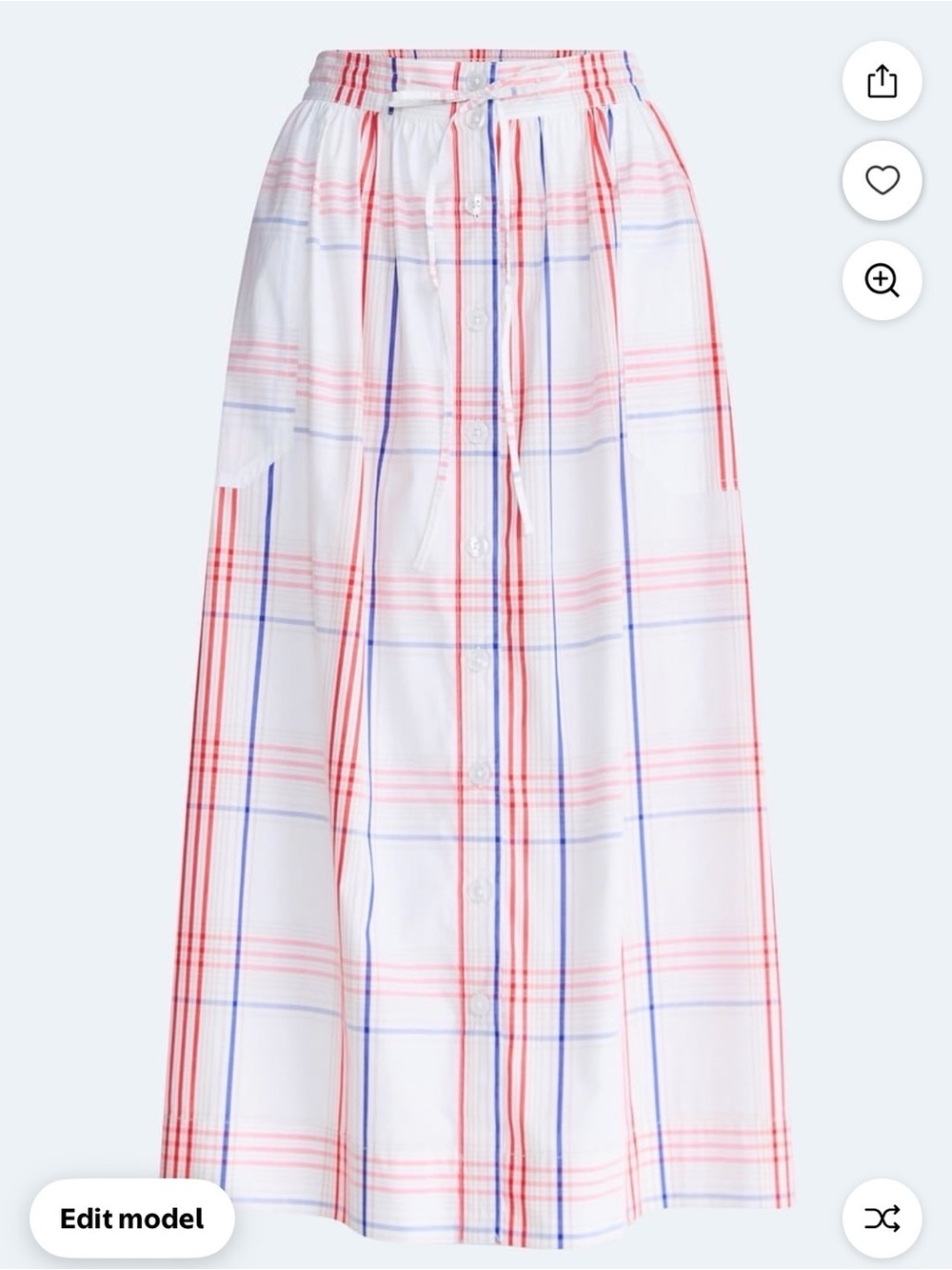 Blue, Red & White Plaid Midi Skirt & Matching Tee NWT Medium - Picture 5 of 12